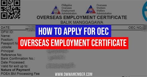How to Get the Overseas Employment Certificate (OEC) for OFWs 2024 .